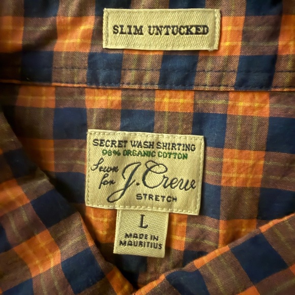 J. Crew Men's Checkered Shirt - Orange and Blue - Picture 3 of 8